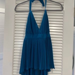 Halter blue pleated top